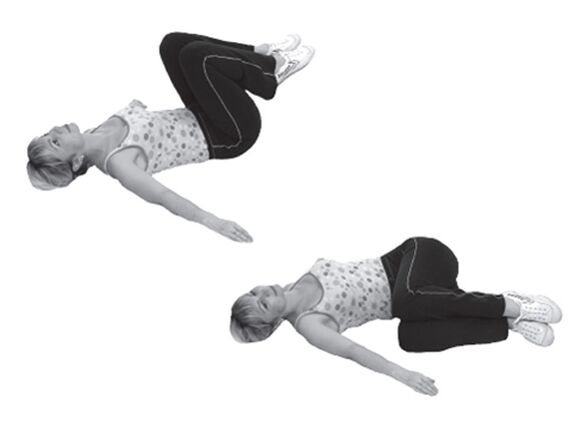 Exercise with legs bent at the knees for arthrosis of the hip joint